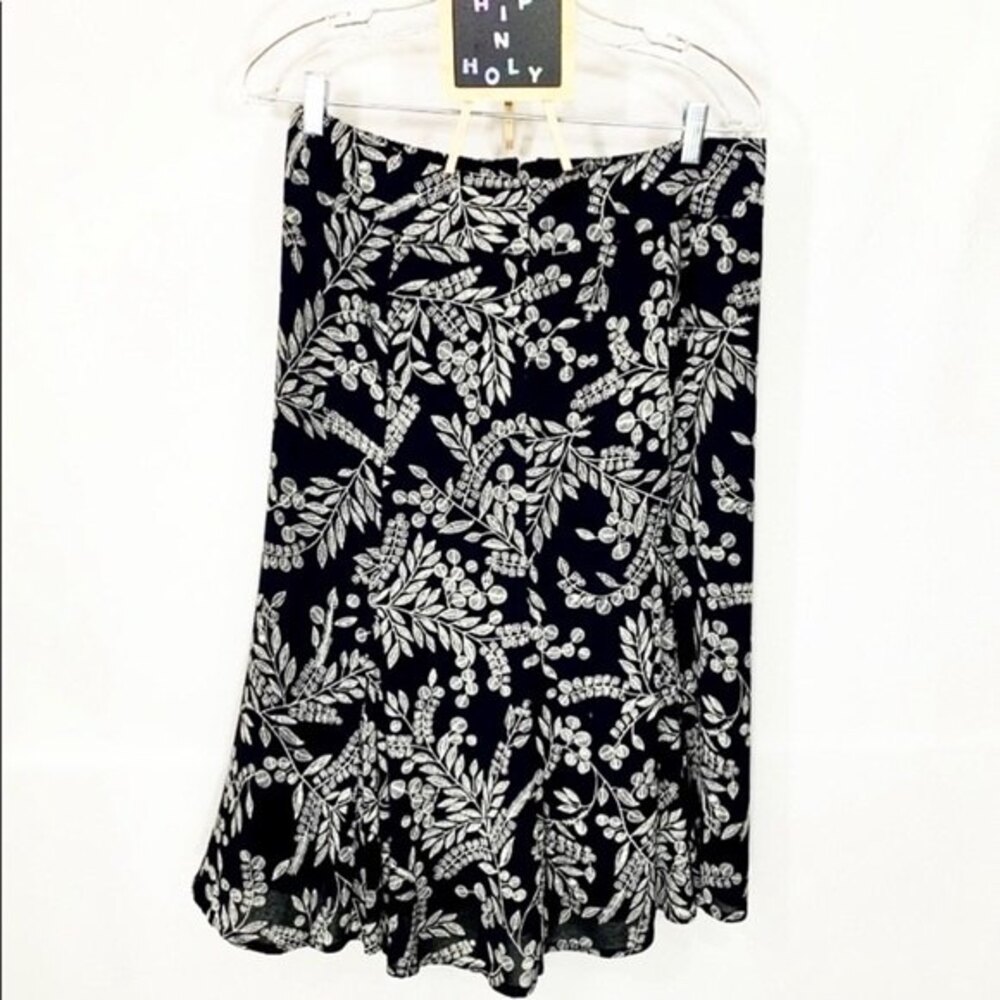 SIGRID OLSEN SPORT WHITE LEAF PRINT MIDI SKIRT SIZE 10P